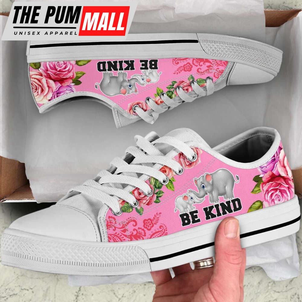 Stylish Elephant Be Kind Canvas Print Low Top Shoes: Trendy Fashion