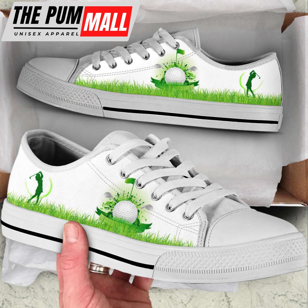 Stylish Golf Grass Green Canvas Print Low Top Shoes: Trendy Fashion