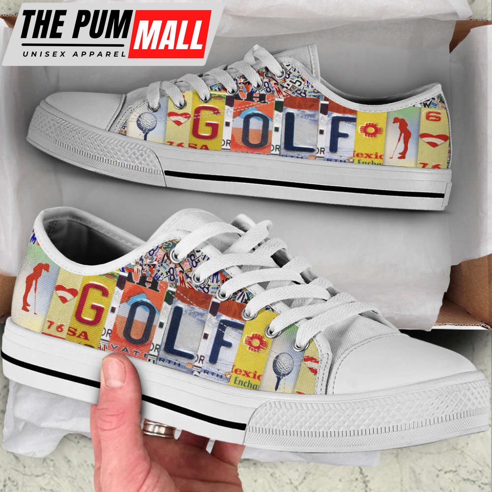Stylish Golf License Plates Canvas Print Lowtop Shoes – Stylish Footwear