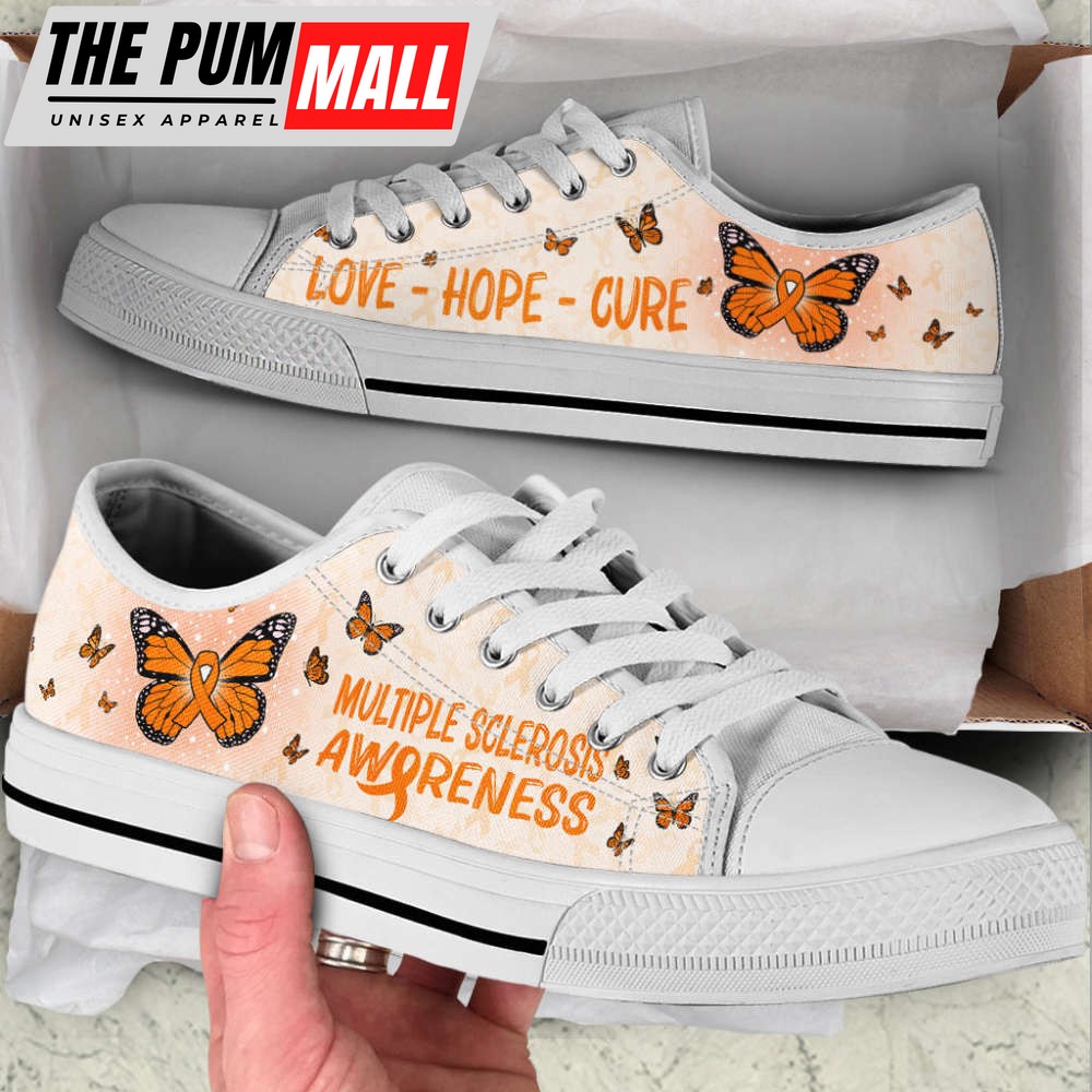stylish-low-top-canvas-shoes-for-multiple-sclerosis-butterfly-version-ye8p817w Stylish Low Top Canvas Shoes for Multiple Sclerosis Butterfly Version