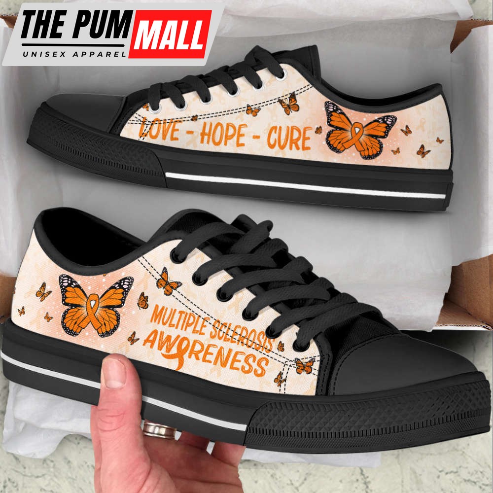 Stylish Low Top Canvas Shoes for Multiple Sclerosis Butterfly Version