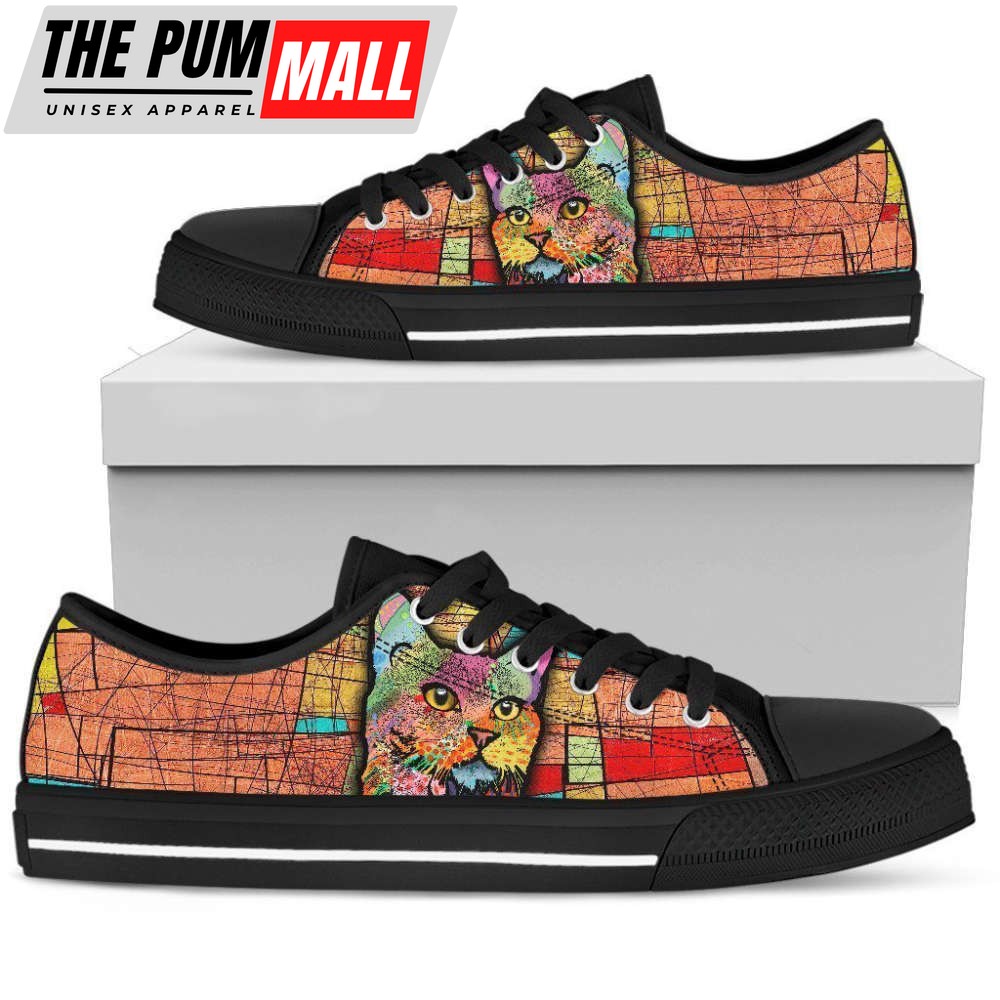 Stylish Multi-Color Cat Women s Low Top Shoe