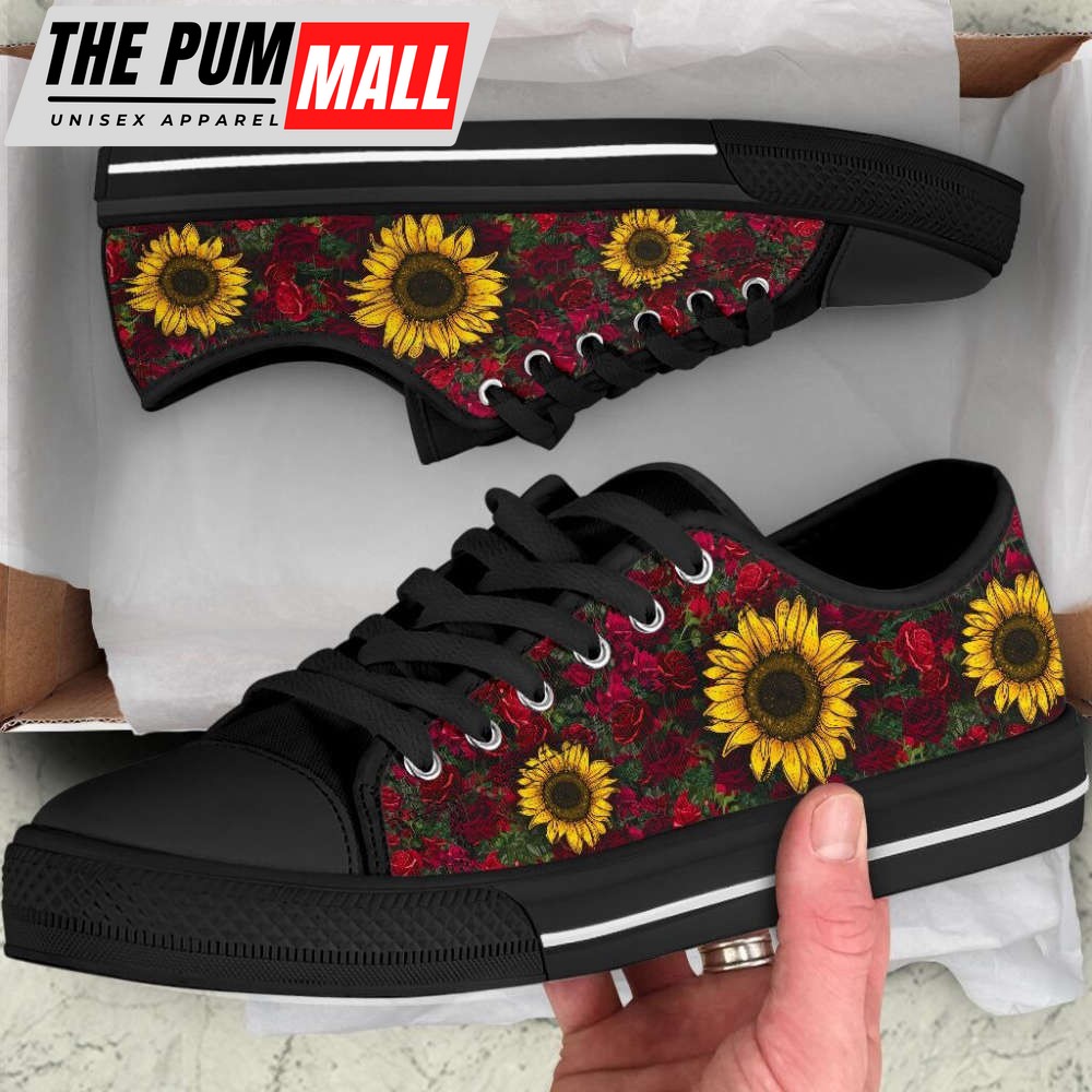 Stylish Sunflowers & Roses Low Top Shoes – TA031925