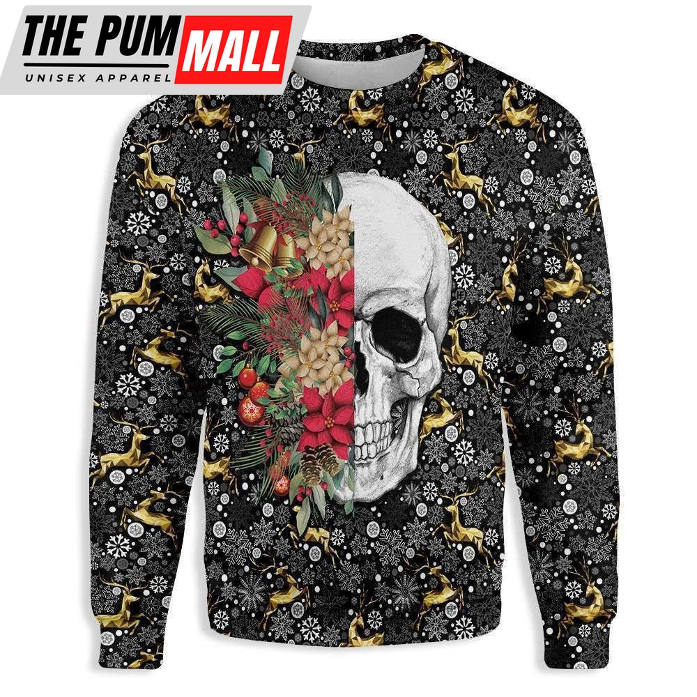 Stylish Symmetric Skull Ugly Christmas Sweater – All Over Print Sweatshirt