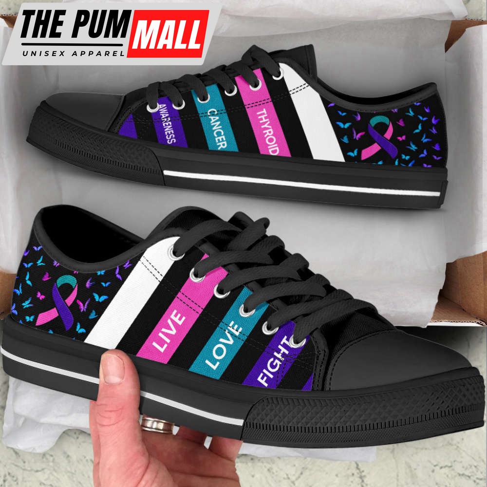 Stylish Thyroid Cancer Plaid Canvas Shoes – Perfect Unisex Gift