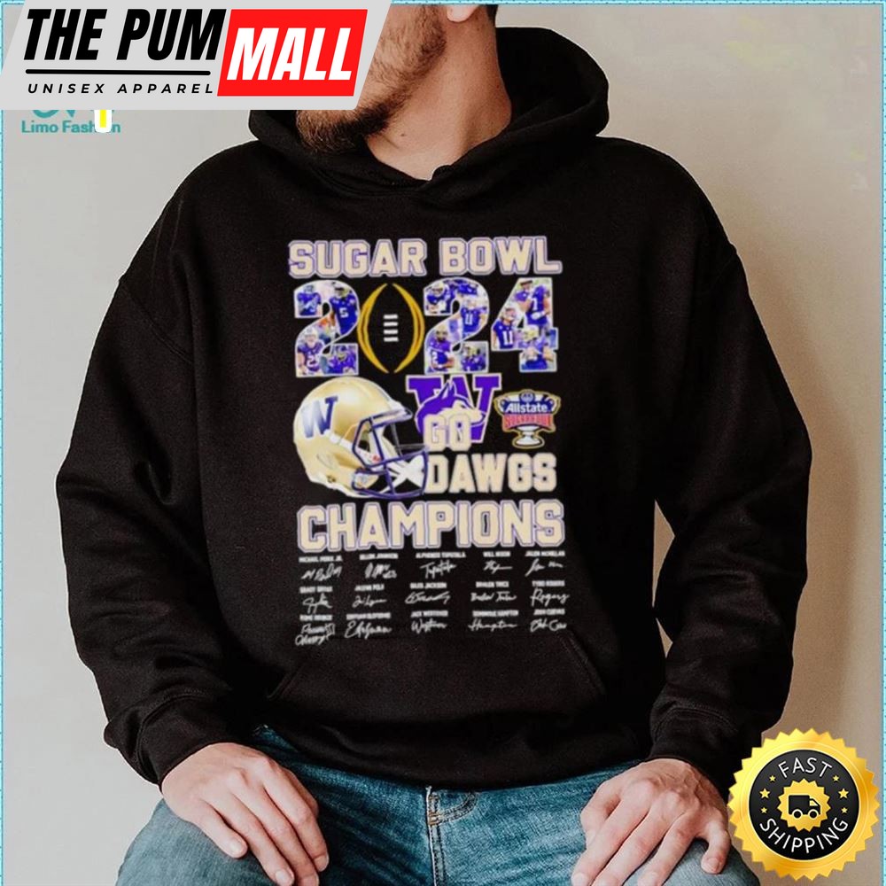 Sugar Bowl 2025 Go Dawgs Champions Washington Huskies Signatures Shirt