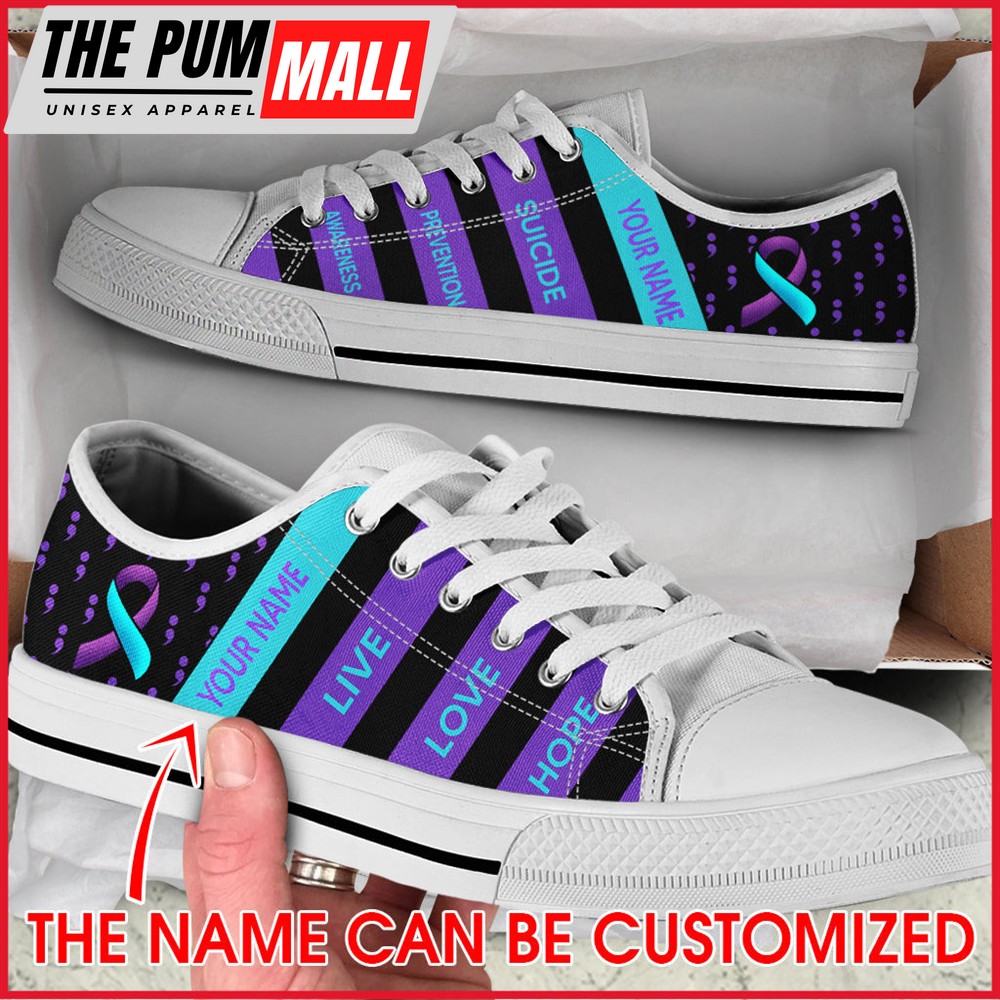 Suicide Prevention Plaid Low Top Shoes – Personalized Custom – Best Gift For Men And Women