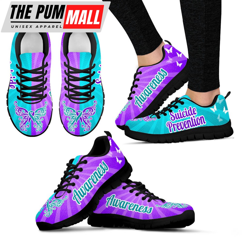 Suicide Prevention Shoes 2 Color Sneaker Walking Shoes – Best Gift For Men And Women – Shoes Gift For Adults