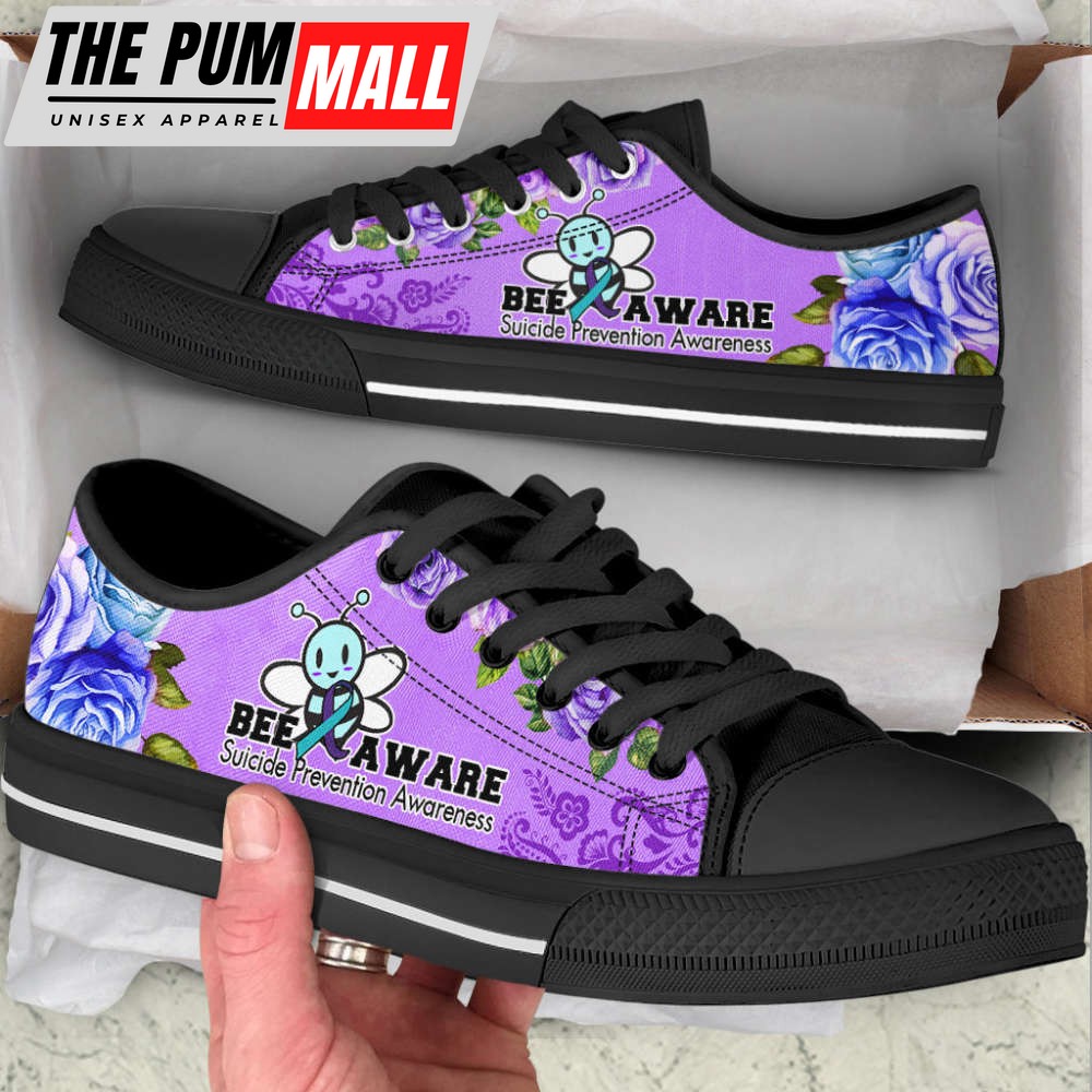 Suicide Prevention Shoes Bee Aware Low Top Shoes Canvas Shoes