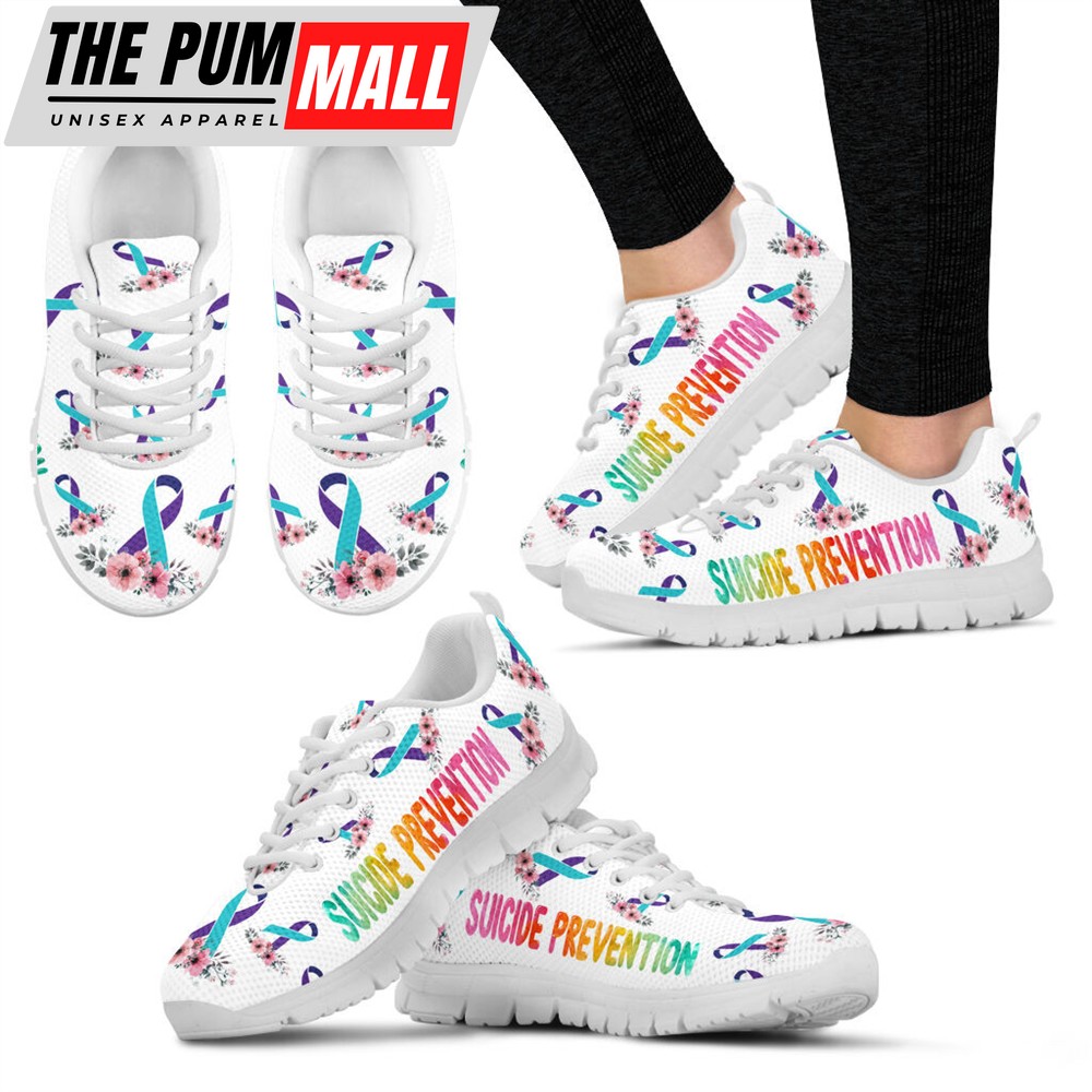 Suicide Prevention Shoes Flower Art Sneaker Walking Shoes – Best Gift For Men And Women
