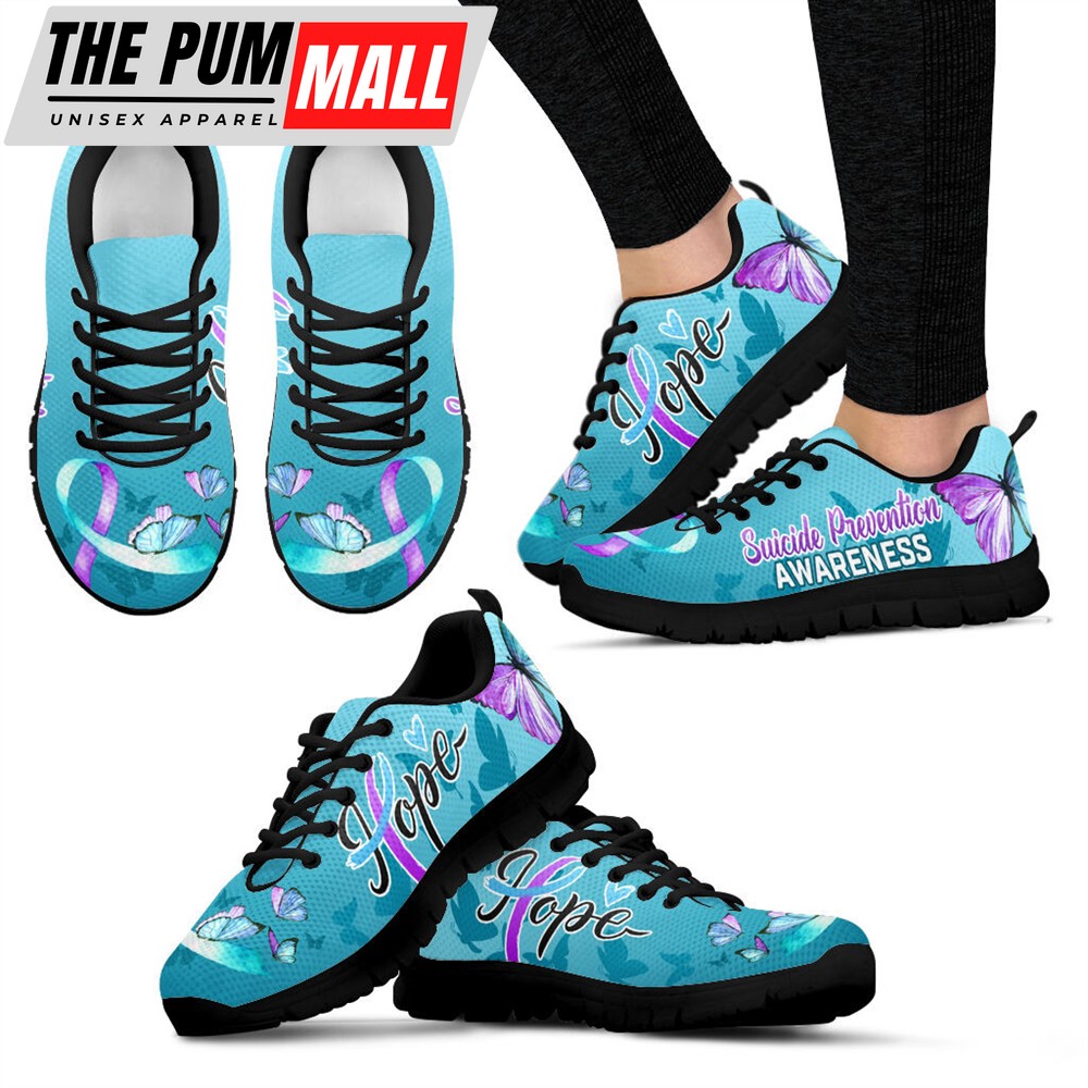 Suicide Prevention Shoes Hope Butterfly Sneaker Walking Shoes – Best Gift For Men And Women