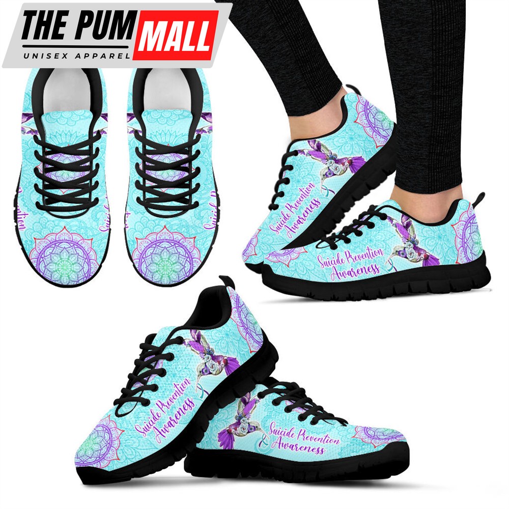 Suicide Prevention Shoes Humming Bird Ribbon Sneaker Walking Shoes – Best Gift For Men And Women