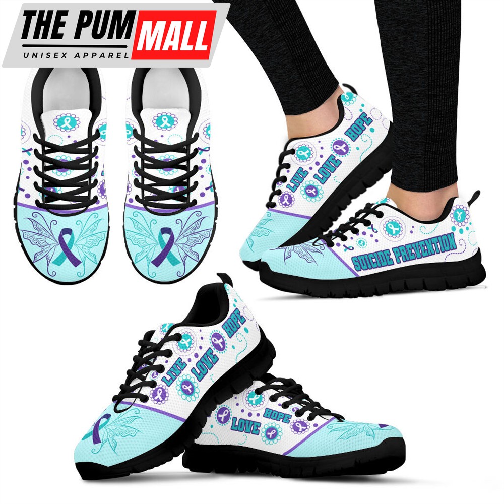 Suicide Prevention Shoes Live Love Hope Lovely Sneaker Walking Shoes – Best Gift For Men And Women