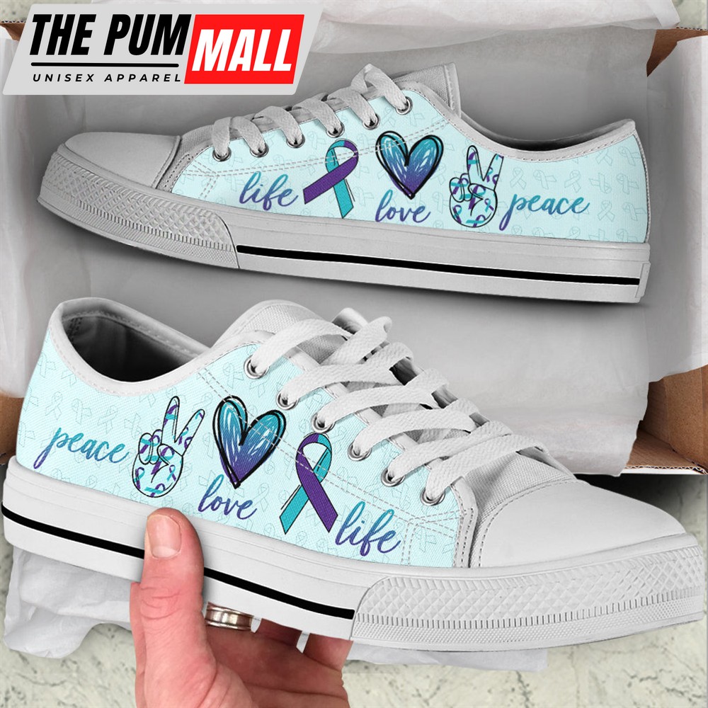 Suicide Prevention Shoes Peace Love Low Top Shoes – Best Gift For Men And Women – Sneaker For Walking