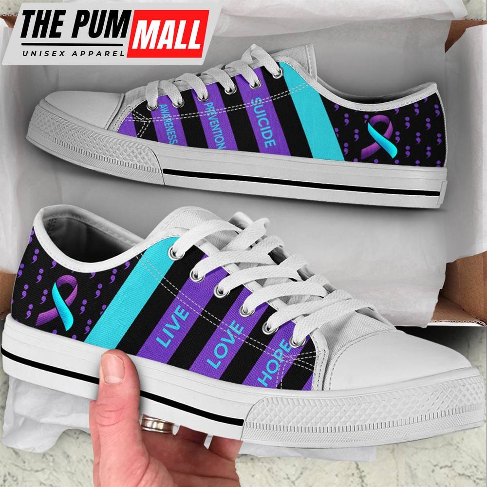 Suicide Prevention Shoes Plaid Low Top Shoes – Best Gift For Men And Women – Sneaker For Walking