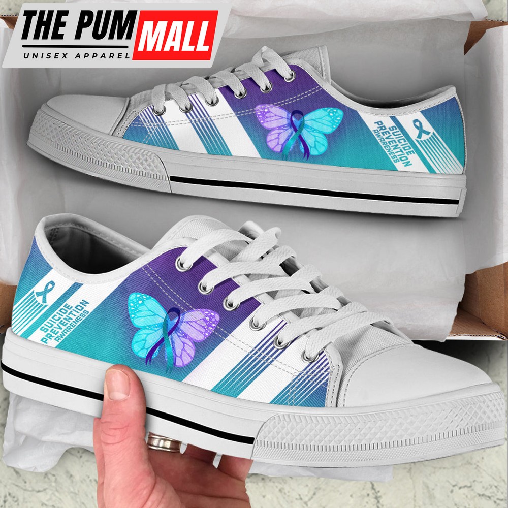 Suicide Prevention Shoes Striped Low Top Shoes – Best Gift For Men And Women – Sneaker For Walking