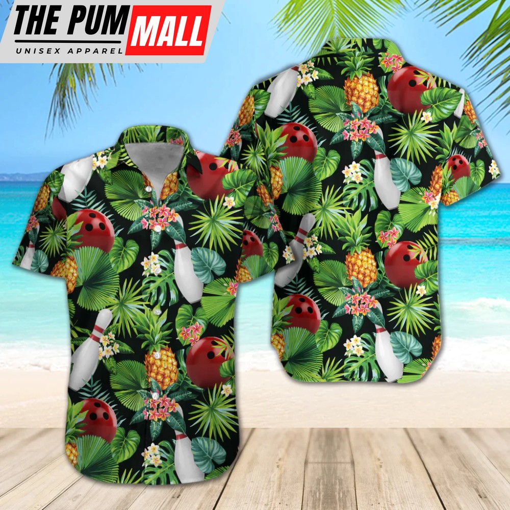 Summer Cool Hawaiian Shirt: Tropical Pineapple Bowling Leaf Holiday