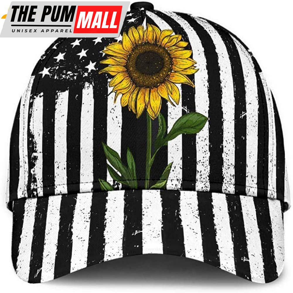 Sunflower and Flag USA Simple Classic Baseball Cap