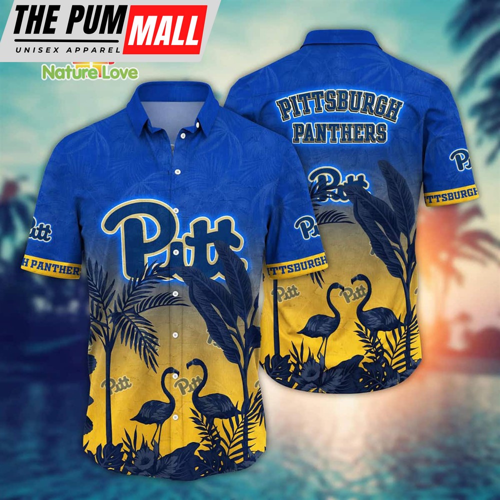 Sunset Flamingo Pitt Panthers Vintage Hawaiian Shirt NCAA Gift