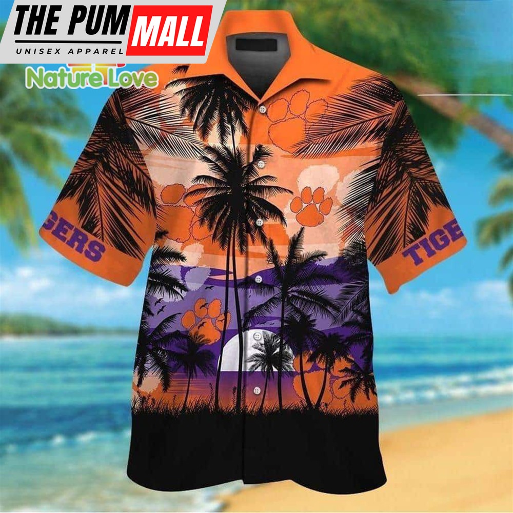 Sunset Scenery Clemson Tigers Hawaiian Shirt NCAA Gift For Fans