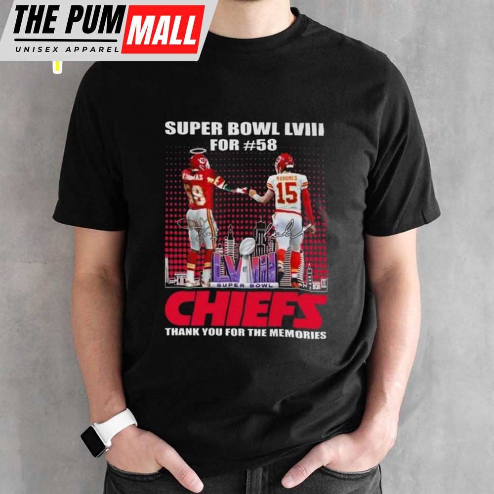 Super Bowl LVIII For #58 Kansas City Chiefs Thank You For The Memories Signatures T-Shirt