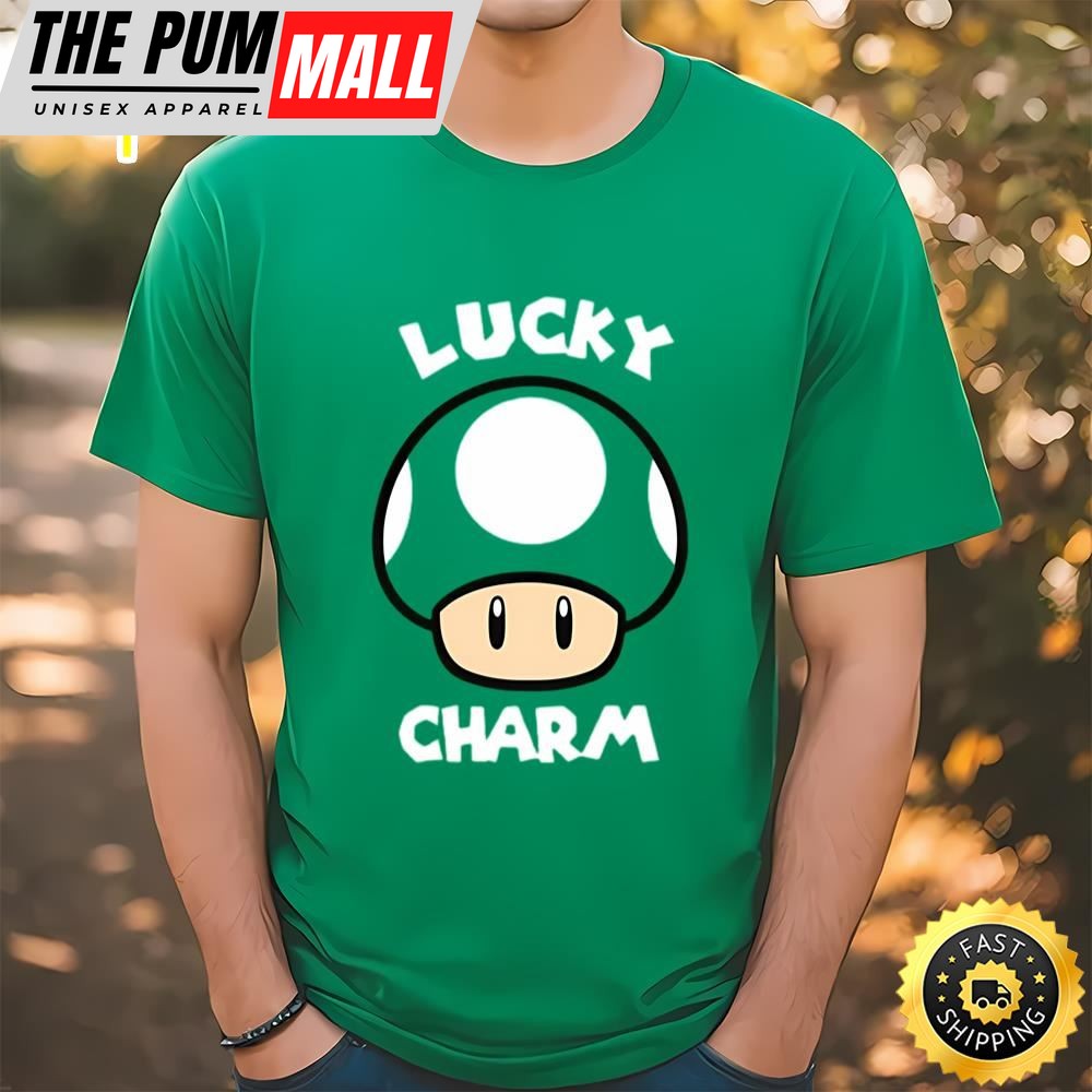 Super Mario St. Patricks Day Extra Life Mushroom Lucky Charm T-Shirt
