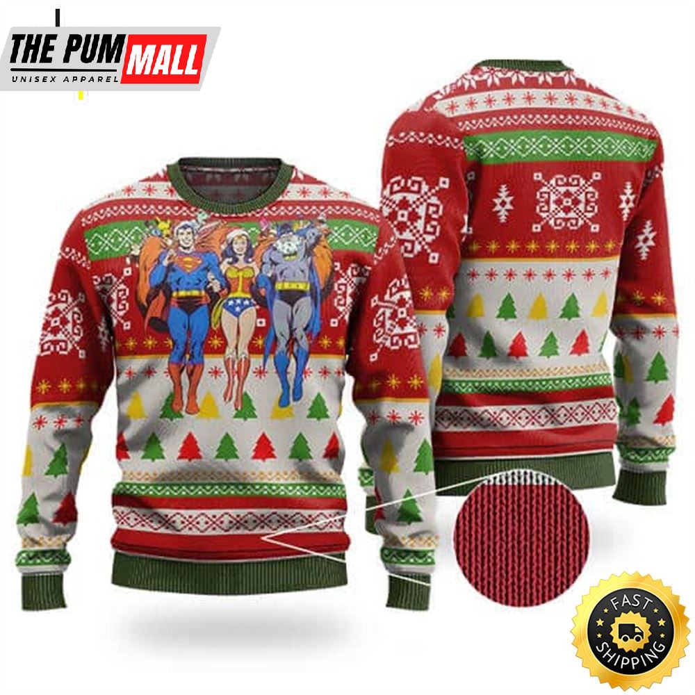 Superman Wonder Woman Batman Trinity Xmas Sweater