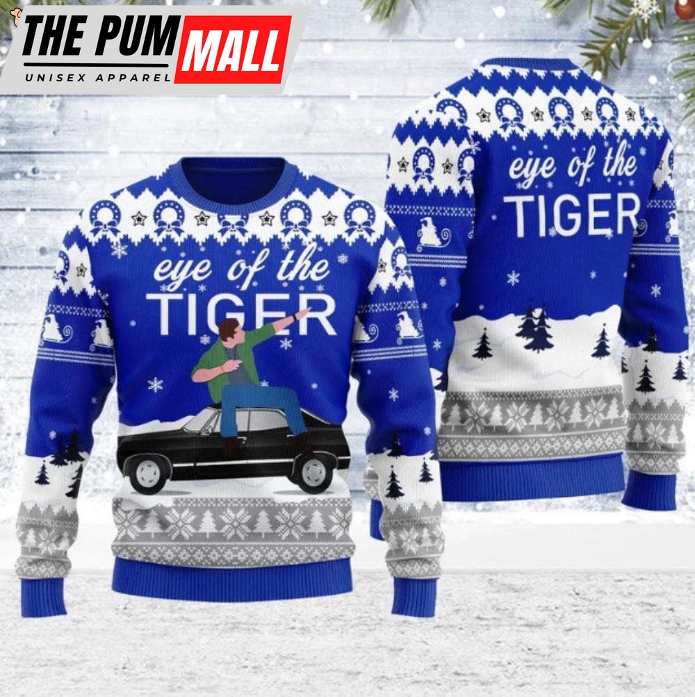 Supernatural Dean Singing Eye Of The Tiger Ugly Knitted Christmas Sweater, Xmas Sweater, Christmas Sweater, Ugly Christmas Sweatshirt