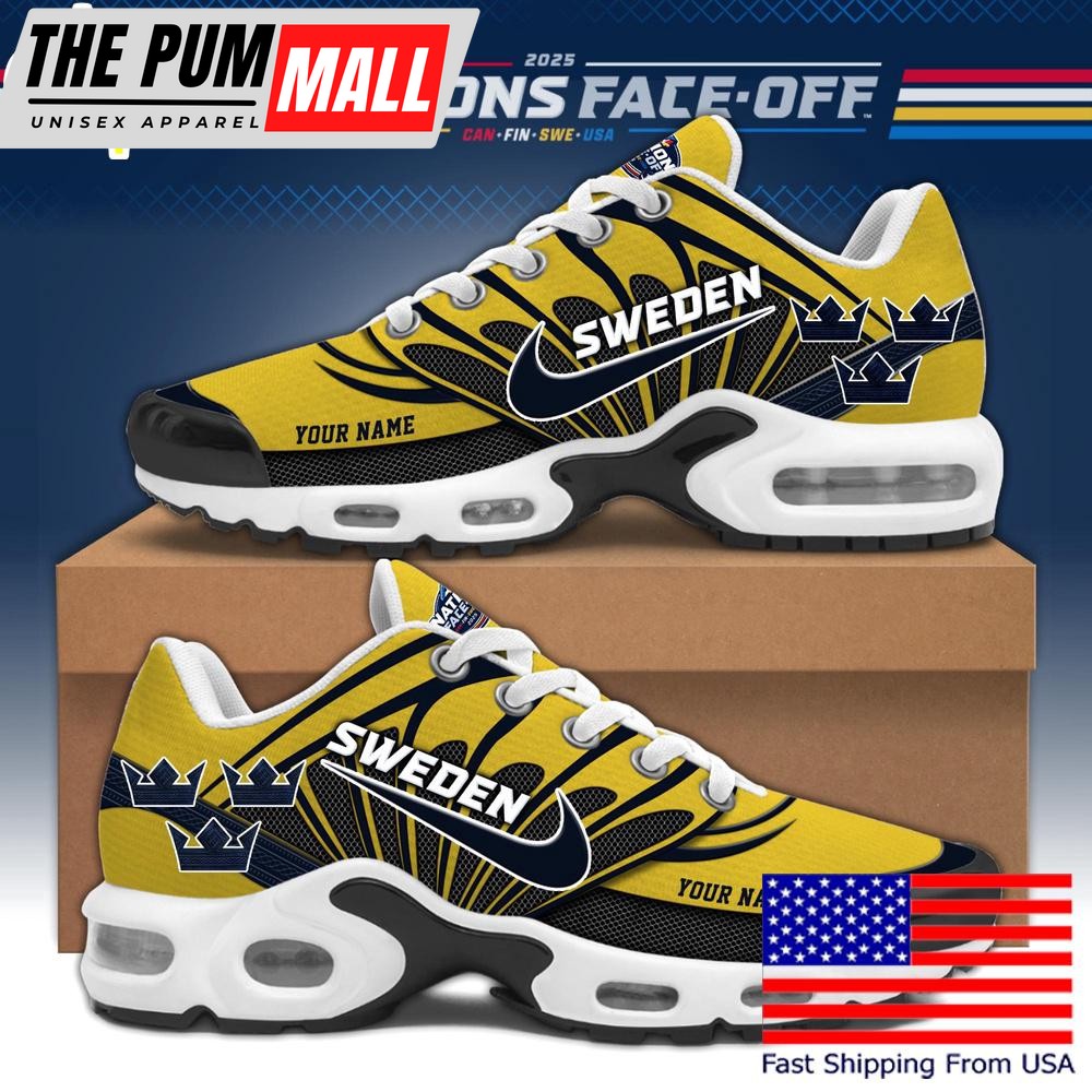 Sweden 4 Nations Face Off 2025 Air Max Plus Shoes, NHL Sneaker