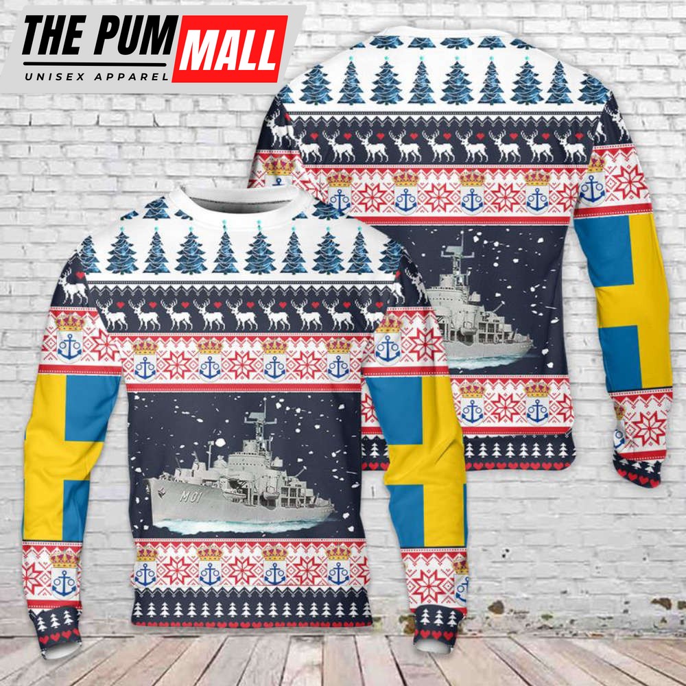Swedish Navy HMS Alvsnabben (M01) Christmas Sweater 3D Gìt For Christmas