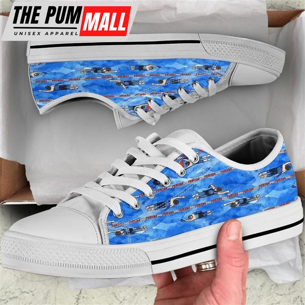 Swimming Art Watercolor Low Top Shoes – Low Top Shoes Mens, Women