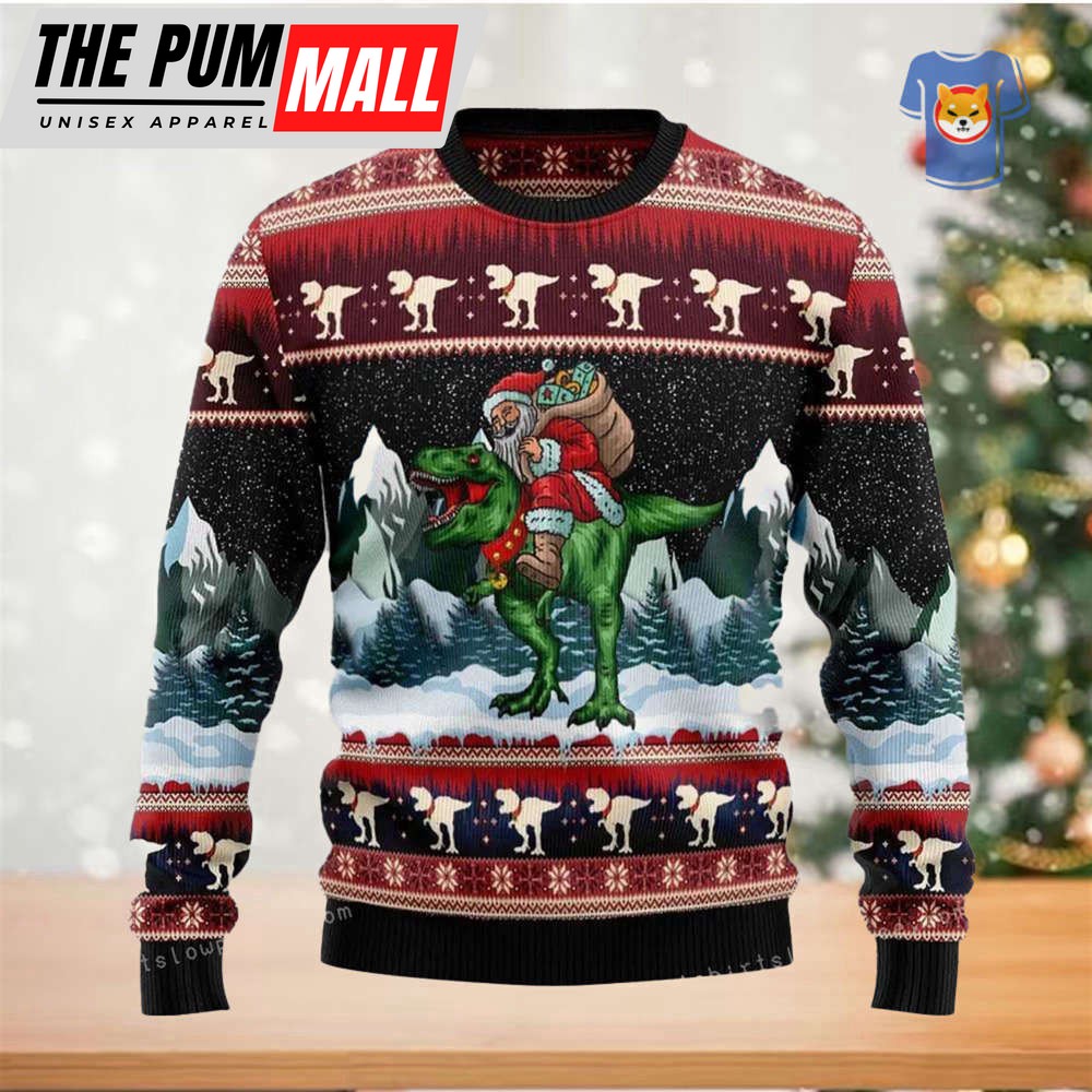 T-Rex Santa Claus Ugly Christmas Sweater Party Loving – Gift For Christmas