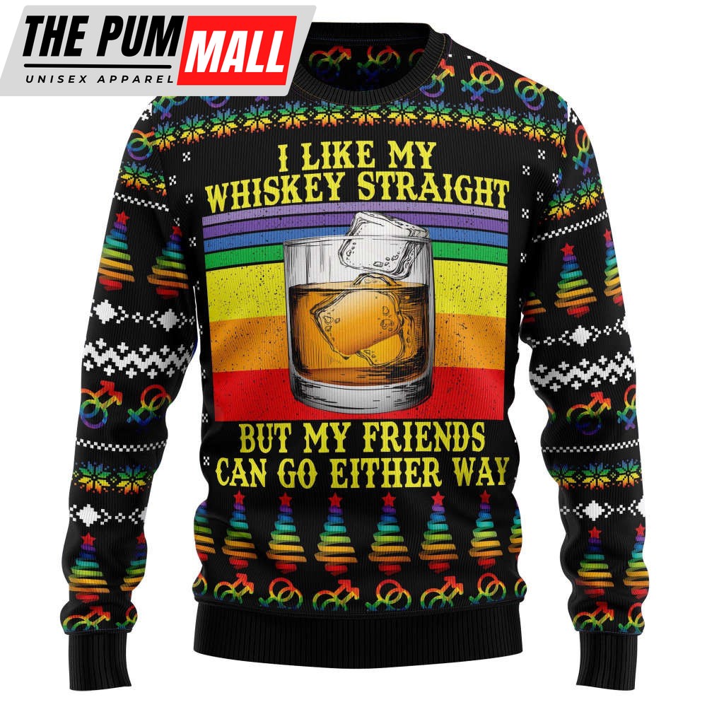 T510 LGBT Whiskey Straight Ugly Christmas Sweater – Noel Malalan