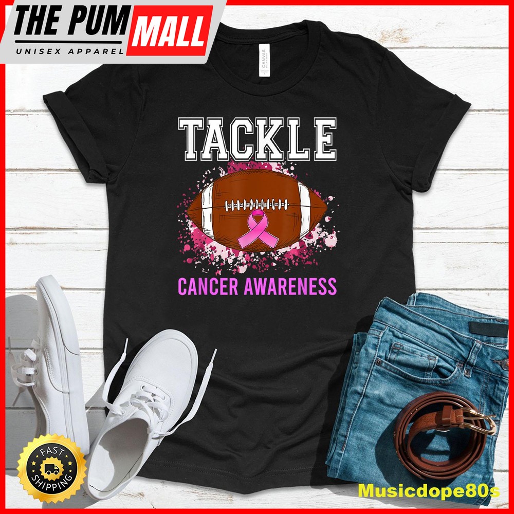 Tackle Football Breast Cancer Awareness Football Men Boys T-Shirt