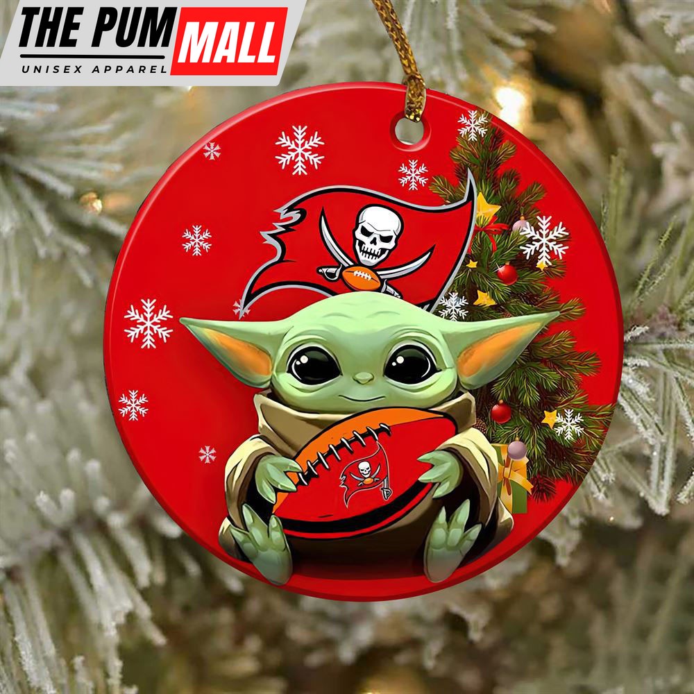 Tampa Bay Buccaneers Flag Baby Yoda NFL Christmas Ornaments Limited Edition