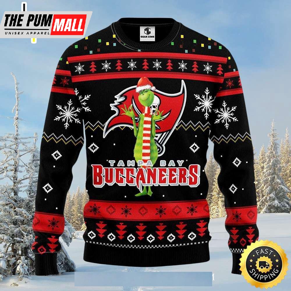 Tampa Bay Buccaneers Grinch Black Festive Ugly Xmas Sweater