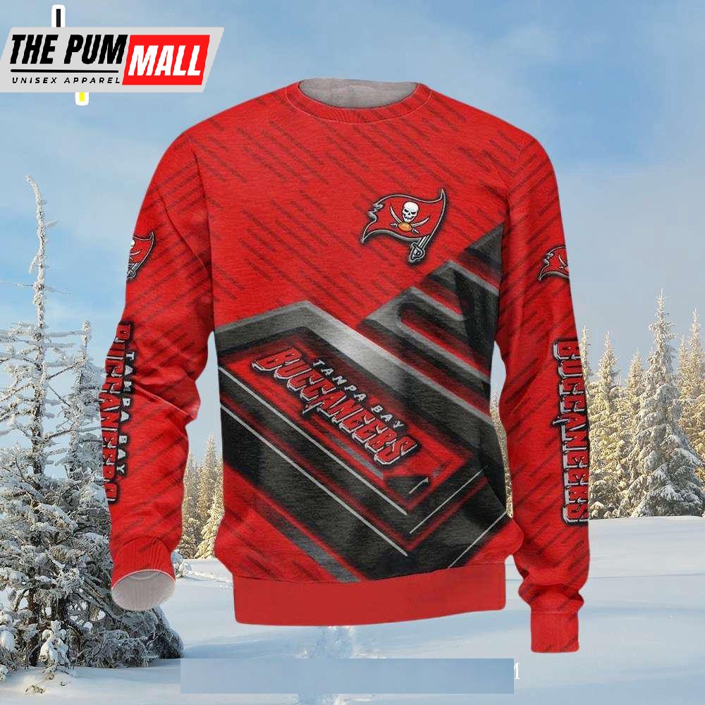 Tampa Bay Buccaneers Red Gradient Striped Ugly Christmas Sweater