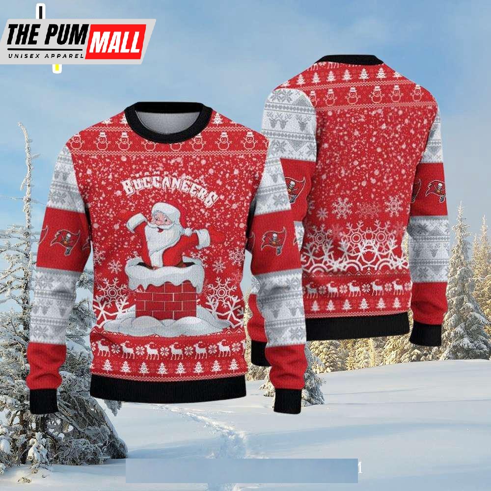 Tampa Bay Buccaneers Santa In Chimney Ugly Xmas Sweater