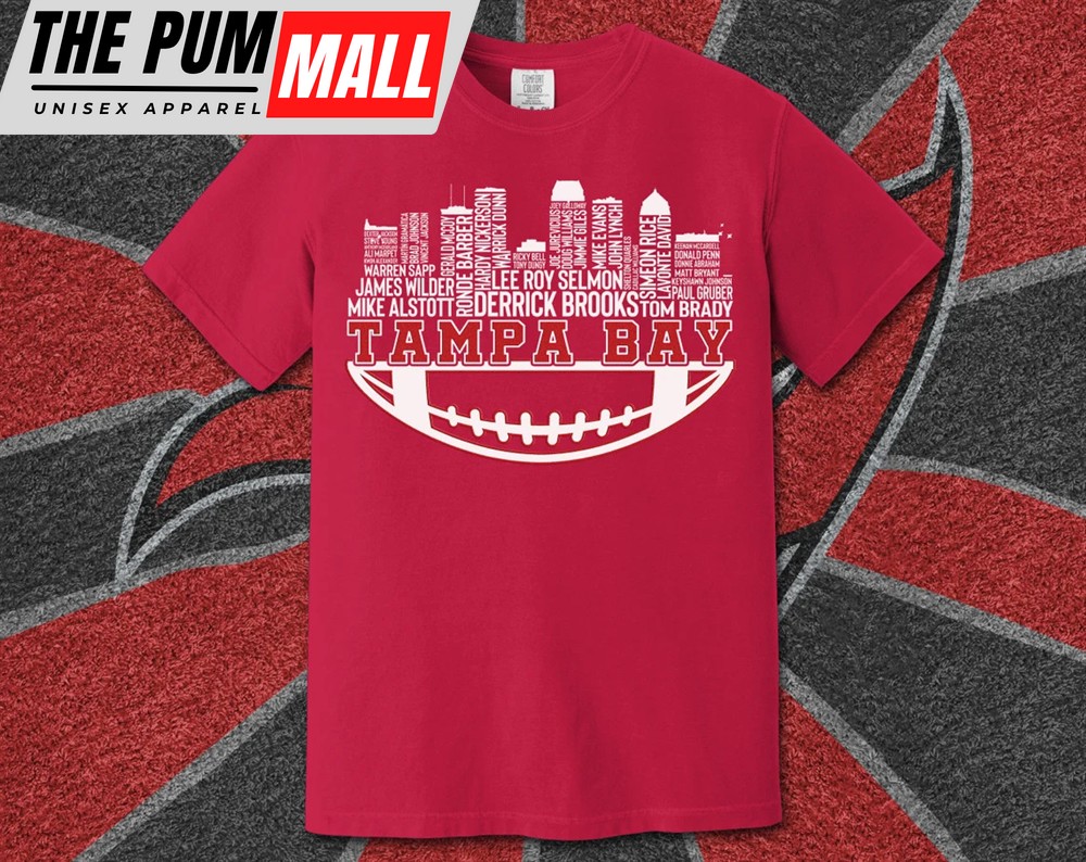 Tampa Bay Football Team All Time Legends, Tampa Bay Skyline T-Shirt