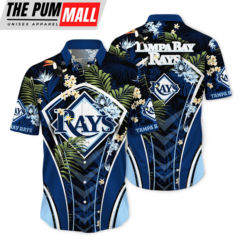 Tampa Bay Rays MLB Flower Tropical Hawaiian Button Down Shirt
