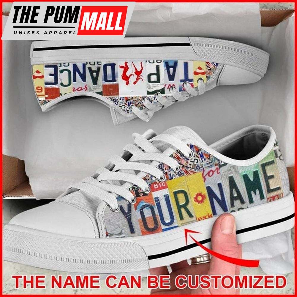 Tap Dance License Plates Personalized Canvas Low Top Shoes – Low Top Shoes Mens, Women