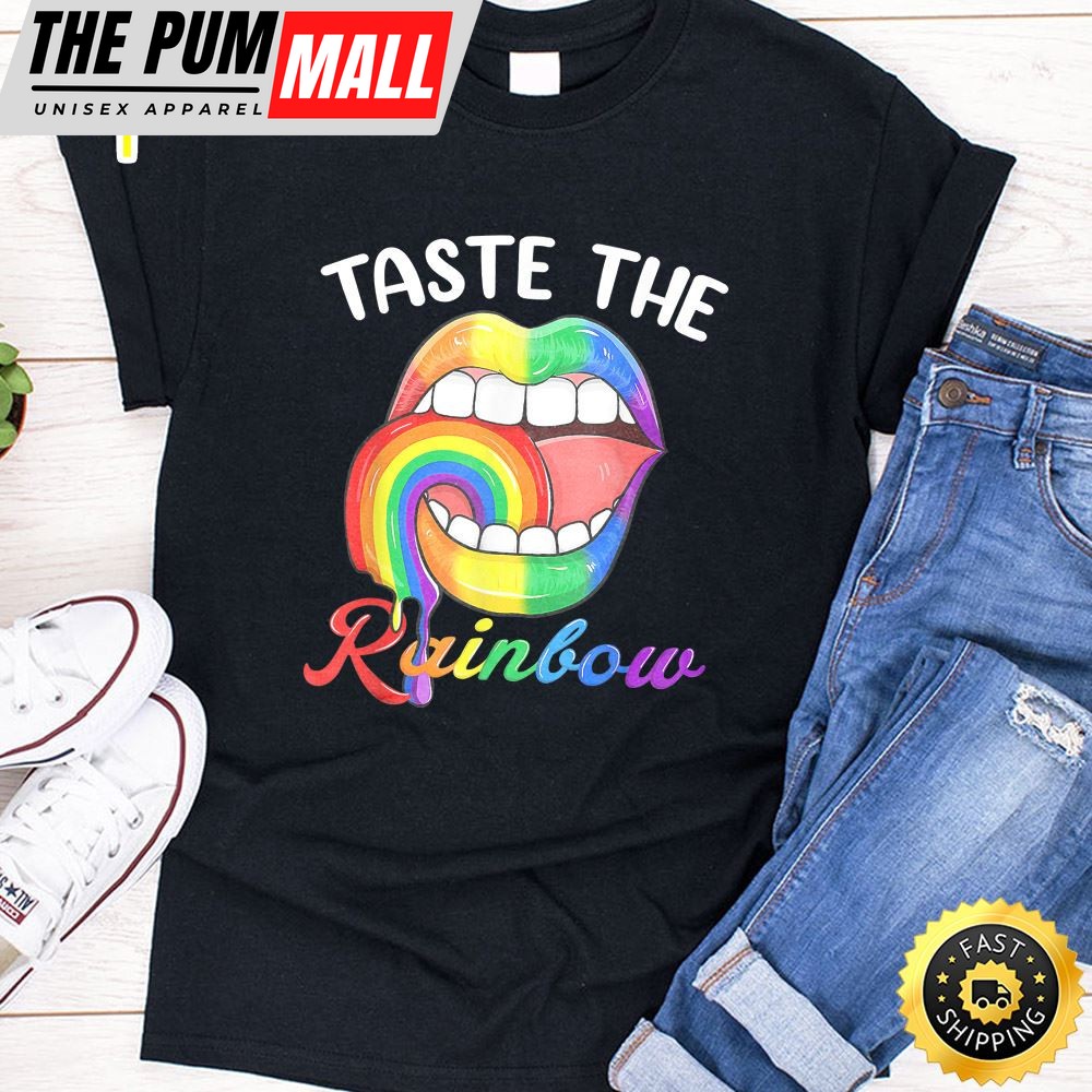 Taste The Rainbow Sexy Lips LGBT Pride Gay Rainbow Valentines Day T-shirt