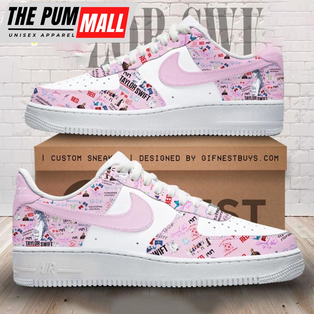 Taylor Swift Lover Pink White Air Force 1 Shoes For Fans