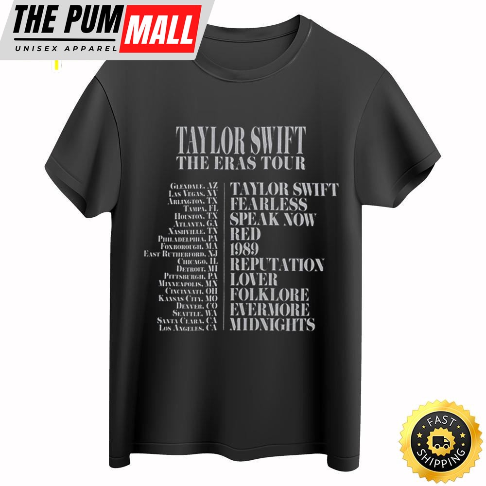 Taylor Swift The Eras Tour 2025 Black T-shirt