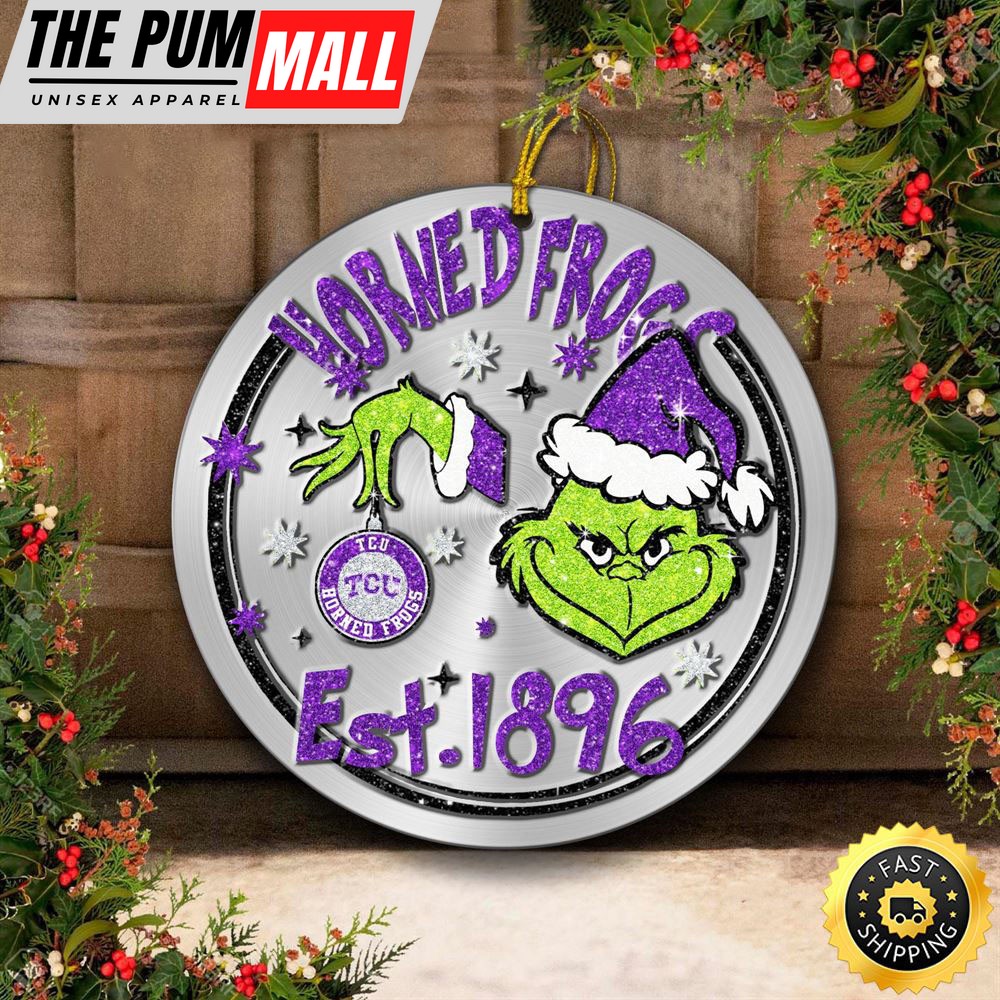 TCU Horned Frogs Grinch Circle Ornaments Christmas Limited Edition