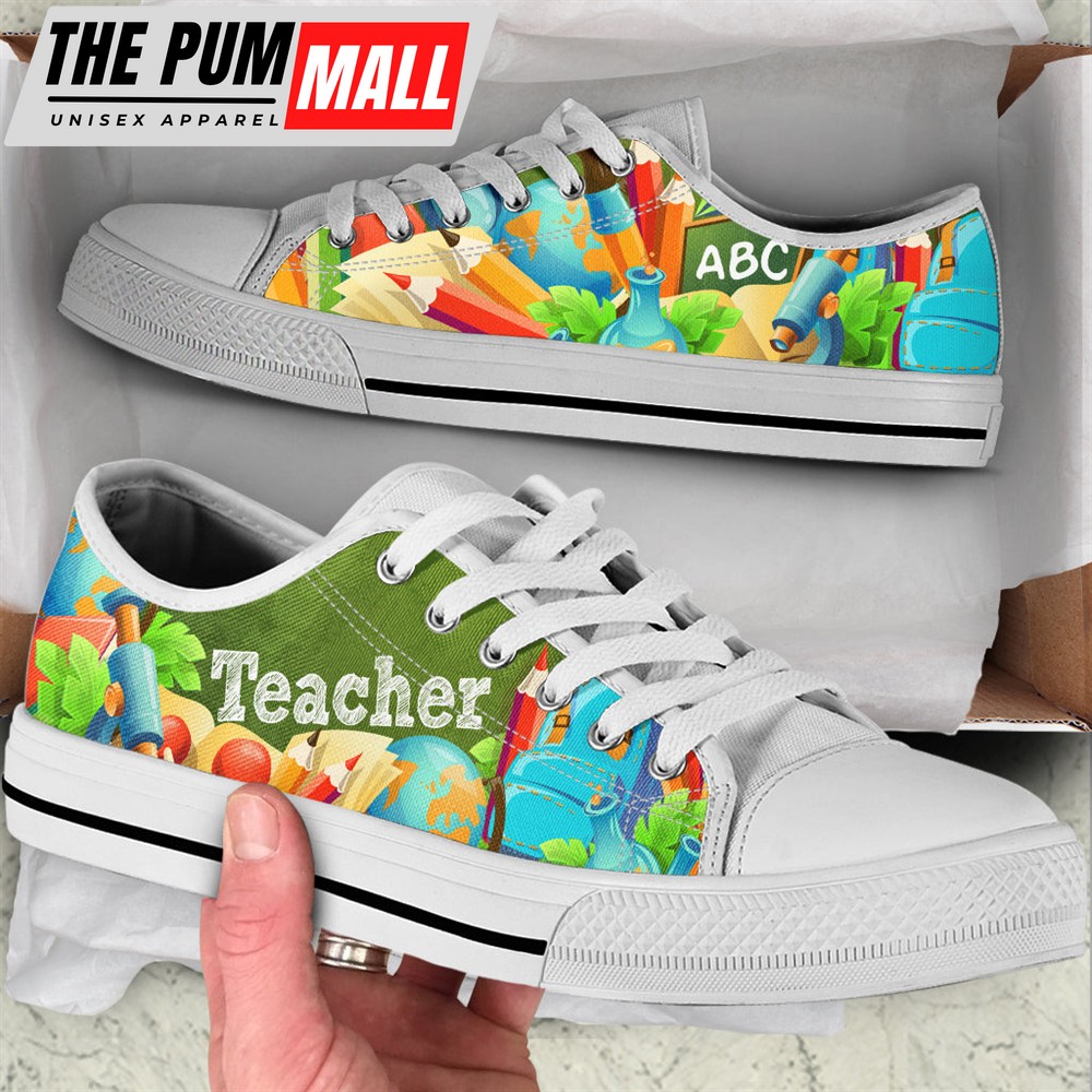 Teacher Abc 3d Low Top Shoes – Best Gift For Teacher, School Shoes – Best Shoes For Him Or Her