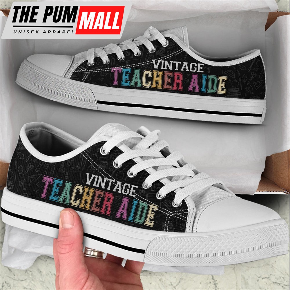 Teacher Aide Vintage Low Top Shoes – Best Gift For Teacher, School Shoes – Best Shoes For Him Or Her