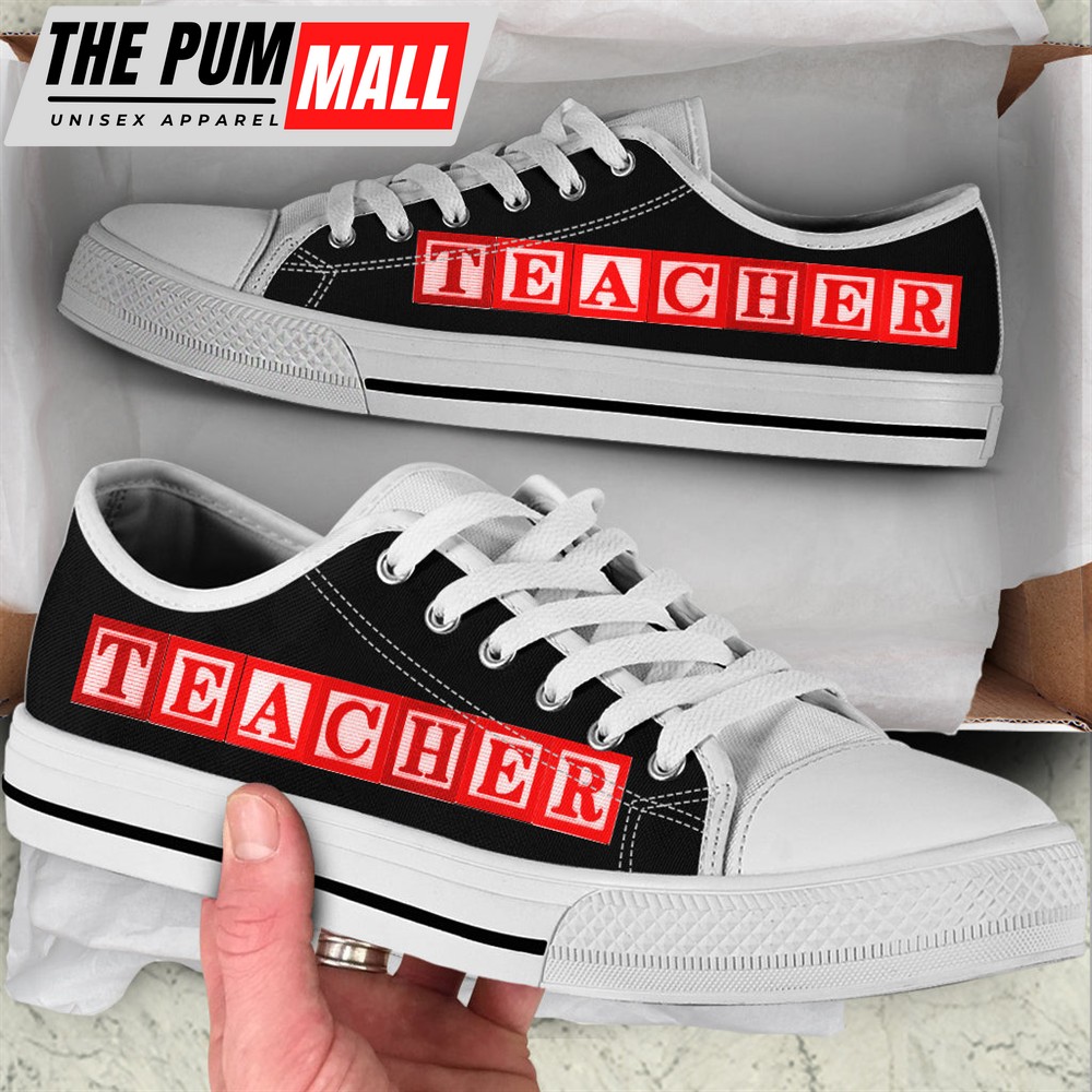 Teacher Alphabet Wooden Black Low Top Shoes – Best Gift For Teacher, School Shoes – Best Shoes For Him Or Her