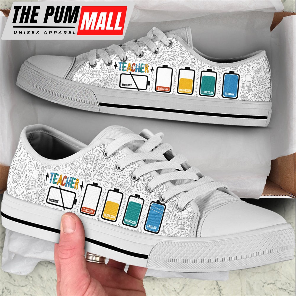 Teacher Battery Life Low Top Shoes – Best Gift For Teacher, School Shoes – Best Shoes For Him Or Her