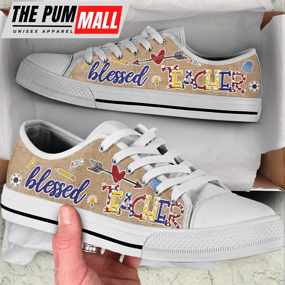 Teacher Blessed Low Top Shoes – Best Gift For Teacher, School Shoes – Best Shoes For Him Or Her